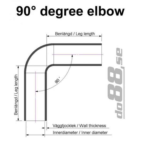 Silikonslang röd 90 grader 2,75'' (70mm) 