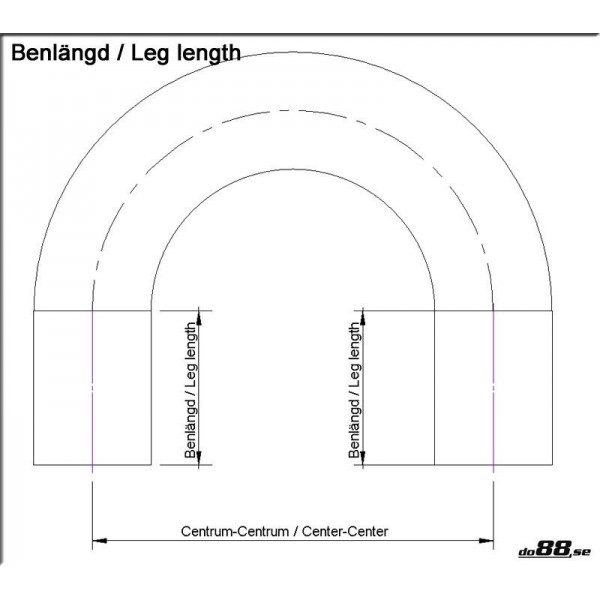 Silikonslang Röd 180 grader 2,375'' (60mm) 